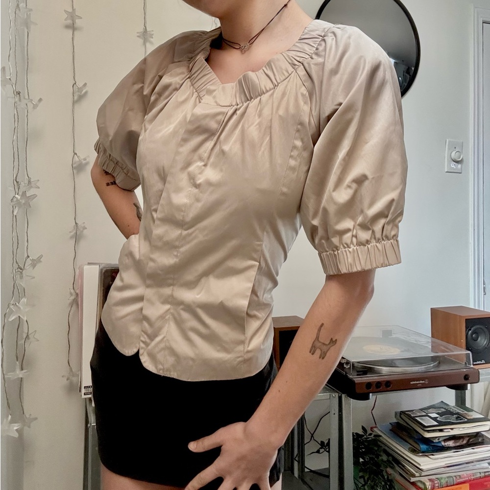 Simons Beige Puff-Sleeve Blouse